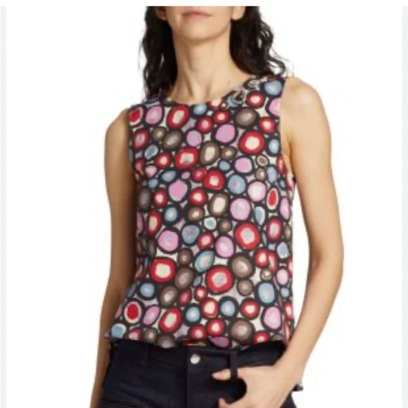 NWT Max Mara "Marta" Printed Geometric Retro Circles Colorful Sleeveless Top - Picture 1 of 14